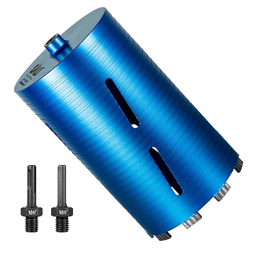 SALI Diamond Core Drill Bits 6" Diameter 10"/254mm Drilling Depth 5/8-11" Thread Core Bit Turbo Laser-Welded Segments for Cured Concrete with, Brick, Block, Masonry, with Two Adapters