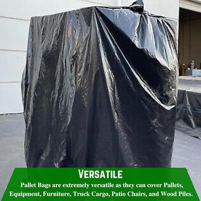 Farm Plastic Supply - Pallet Covers - 3 Mil (55' x 53' x 75') - Heavy Duty Construction Grade Strength Pallet Bags, Tear Resistant, Polyethylene Pallet Bags, Pallet Storage (Black, 10 Pack)