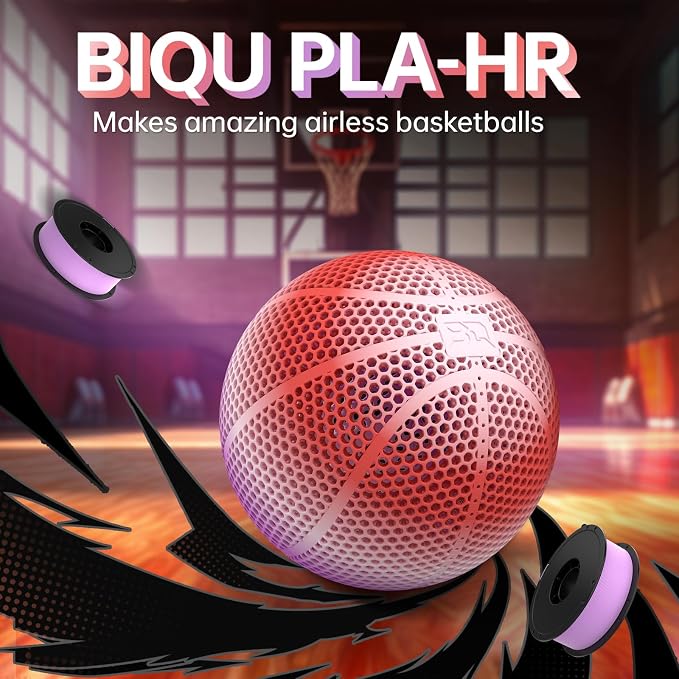 BIQU PLA-HR Flexible 3D Printer Filament Specifically for Printing Airless Basketballs, 1.75mm 1KG Spool (2.2lbs), Triple Color Filament for Most FDM 3D Printer, Red-Purple-White