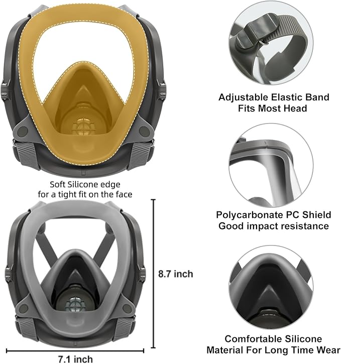Gas Mask for Chemical, Full Face Respirator for Spray Paint