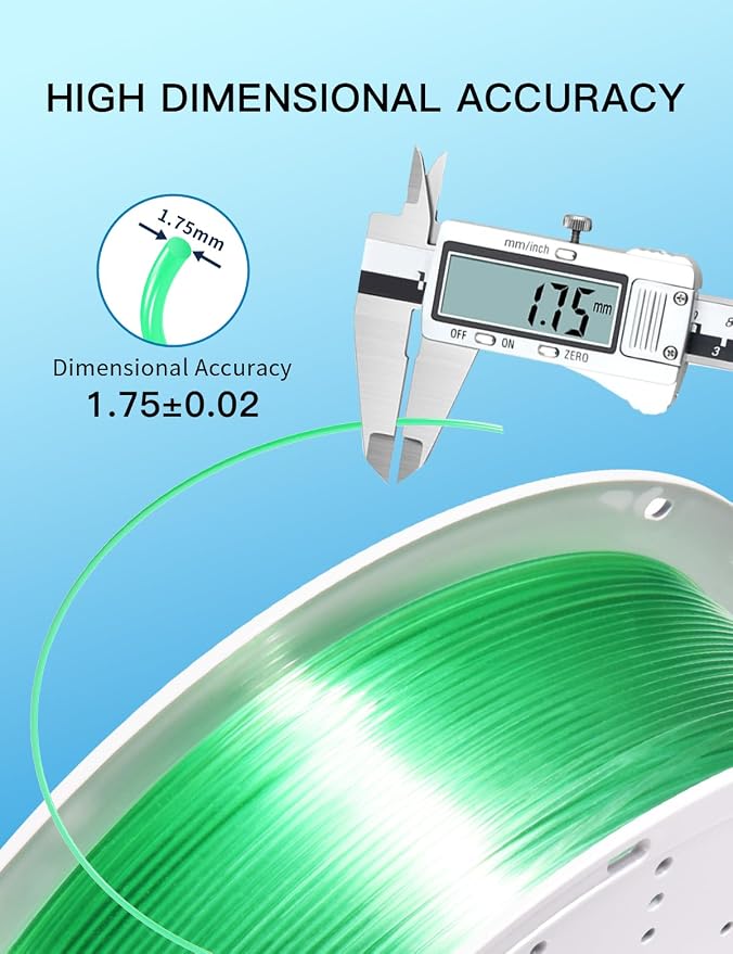 PINBALL Transparent PETG 3D Printer Filament 1.75mm ±0.02mm, Multicolor Clear Rainbow Filament, Translucent PETG Filament, 1KG/2.2lbs