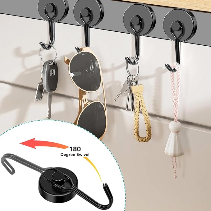 DIYMAG Magnetic Hooks,120LBS Heavy Duty 4 Pack 2026 Cruise Ship Essentials | Strong Magnets hook for Hanging Refrigerator Home Kitchen Office Grills Classroom