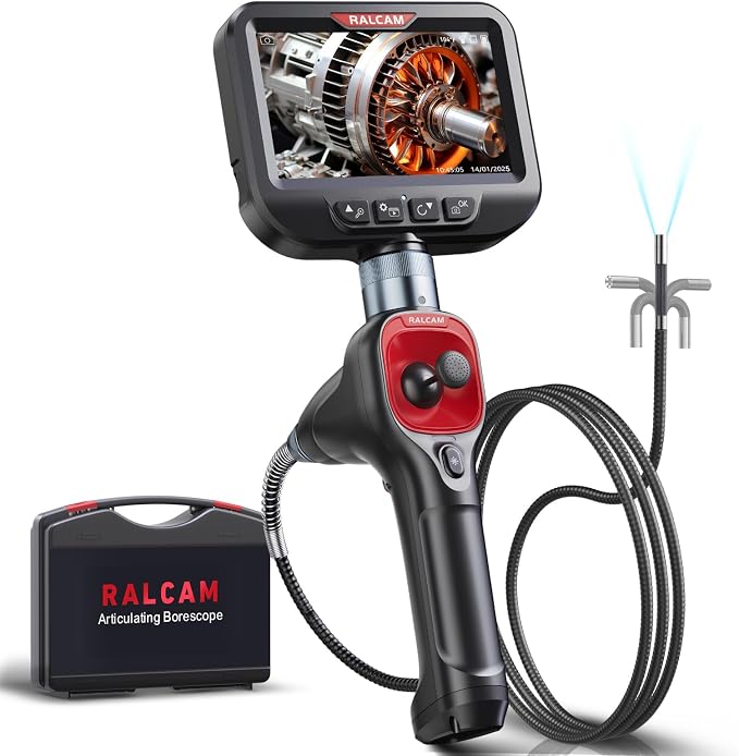 4-Way 360° Articulating Borescope 6.2mm + Endoscope Camera Compatible with iPhone & Android for Engine, Pipe & HVAC Inspection