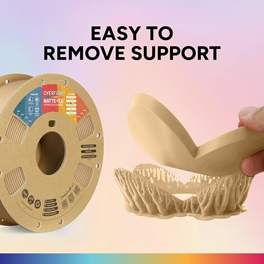 OVERTURE 2KG Bundle Matte PLA, Low Warp & Matte Surface 3D Printer Filament | Frosted Matt Finish Hides Layer Lines, 2 Pack 1kg Spool (2.2lbs) Cardboard Spool, Fit Most FDM Printer (Matte Light Brown*2)
