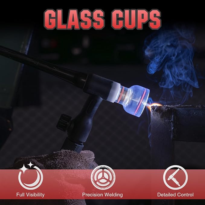 YESWELDER 123 Pcs TIG Welding Torch Stubby Gas Lens Glass Cup Kit For WP-17/18/26