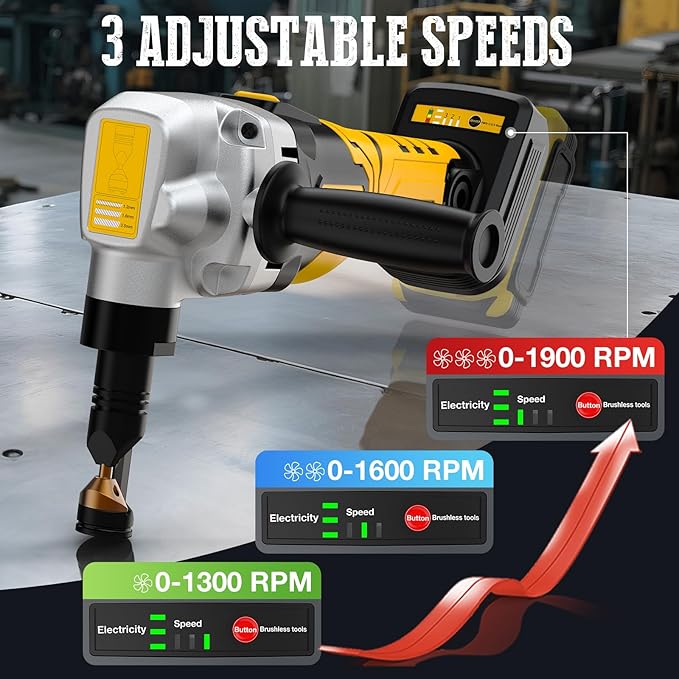 Metal Nibbler Fit for DeWALT 20v Max Battery Brushless Motor 16 Gauge Variable Speed Assist Handle & 2 Blades For Metal Cutting, Stainless Steel and Aluminum(Battery not Included)