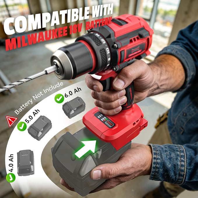 Cordless Brushless Drill Driver and Impact Driver Combo Kit Compatible with Milwaukee 18V Battery(Tool Only), DIYtoolifz Brushless Power Tool Combo Set, High Torque, Compact Lightweight, 9 Bits