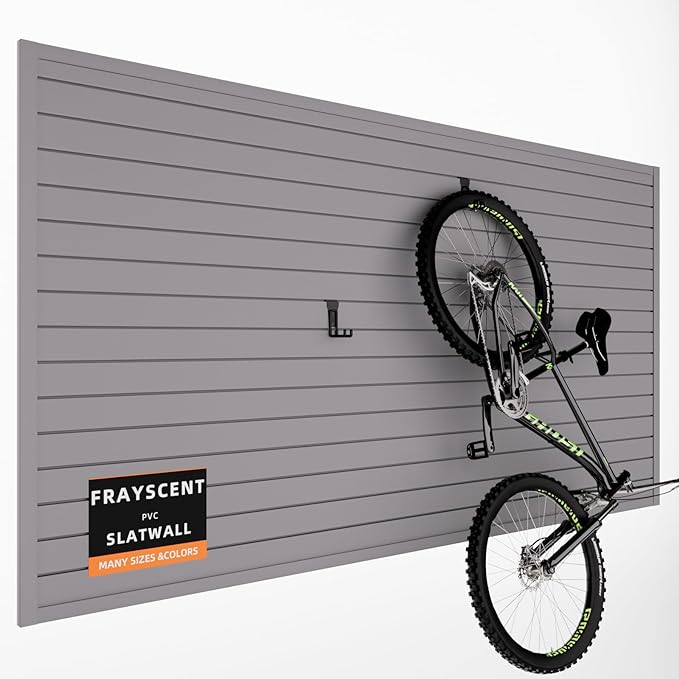 FRAYSCENT Slat Wall Paneling Garage Slat Wall Storage Systems Slatwall Panels Power Tool Organizer Wall Mount, PVC Garage Storage & Organization Products Slate Board (Grey, 4ft x 8ft)