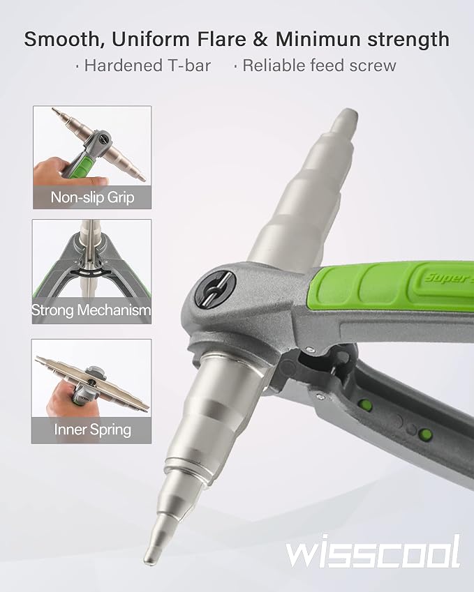 Wisscool Handheld Swaging Tool Copper Tube Expander HVAC Swage Expandiing Tool for 1/4" 5/16" 3/8" 1/2" 5/8" 3/4" 7/8"