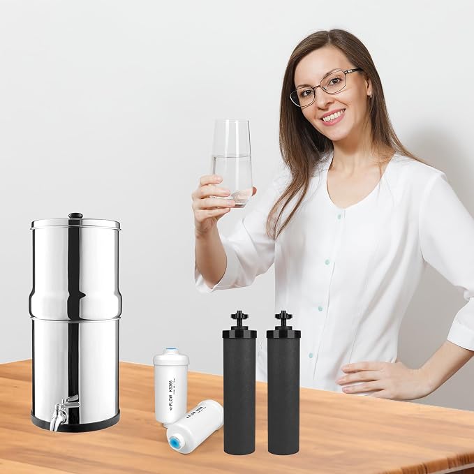 Water Filter Replacement for Berkey®, 2 Black Carbon Filters and 2 Fluoride Filters Compatible with Berkey® Gravity Water Filter System