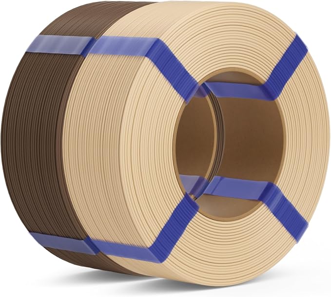 PLA Basic Refill Filament 1.75mm, No Spool 3D Printer Filament, Dimensional Accuracy +/- 0.02mm, Fits for Most FDM 3D Printers, 2KG Beige/Brown