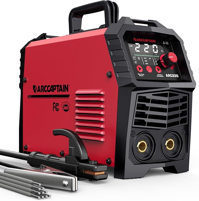 ARCCAPTAIN 220Amp 10PCS Rods Stick Welder, [Large LED Display] ARC/Lift TIG Welding Machine with Synergic Control, IGBT Inverter 110V/220V MMA Welder Machine with Hot Start, Arc force, and Anti-Stick