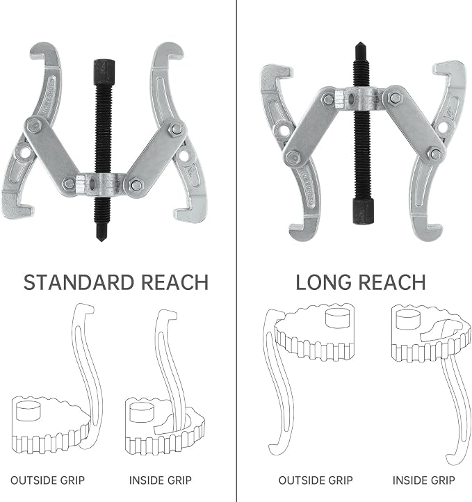 ChgImposs 4 Inch 3-Jaw Gear Puller, 2 Jaw 3 Jaw Puller for Pulley Gears Bearings and Flywheels, Heavy Duty Pulley Puller with Reversible Jaws, High Carbon Steel Removal Tool Bearing Puller Tool