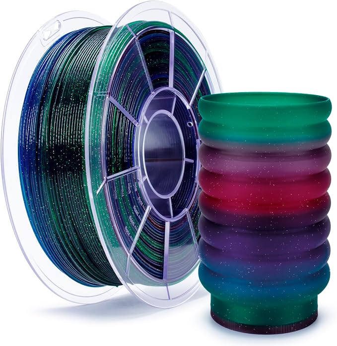ZIRO 3D Printer Filament Bundle, 4 Packs Fast Color Change with Twinkle Effect PLA 1.75MM, Gradient Translucent PLA, Sparkling Multicolor 3D Material, 1KG/2.2lb x 4 Spool
