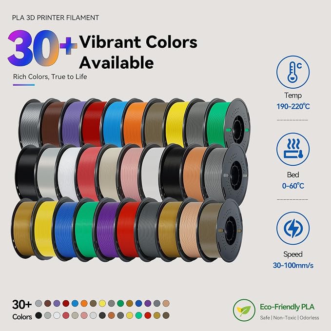 Kingroon PLA 3D Printer Filament, Dimensional Accuracy +/- 0.02 mm, 1 kg Spool(2.2lbs), 1.75 mm,White