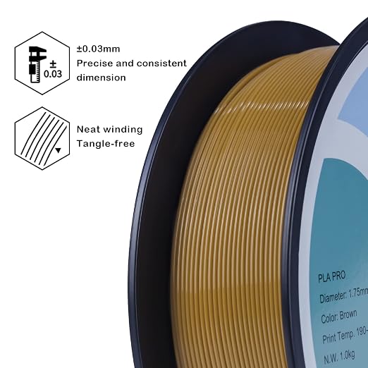 ZIRO PLA Filament 1.75mm, Pure Color 3D Printer Filament, PLA PRO Basic Color Series 1.75MM 2.2lbs Spool, Fit for Most FDM Printers, Brown