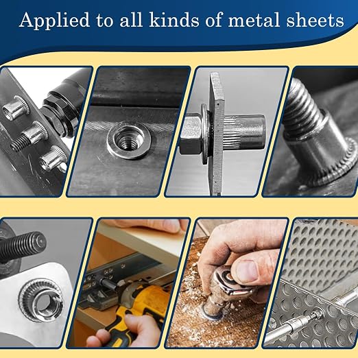 1/2''-13 UNC Rivet Nut, 10Pcs 304 Stainless Steel Flat Head Rivnut Threaded Insert Nutsert