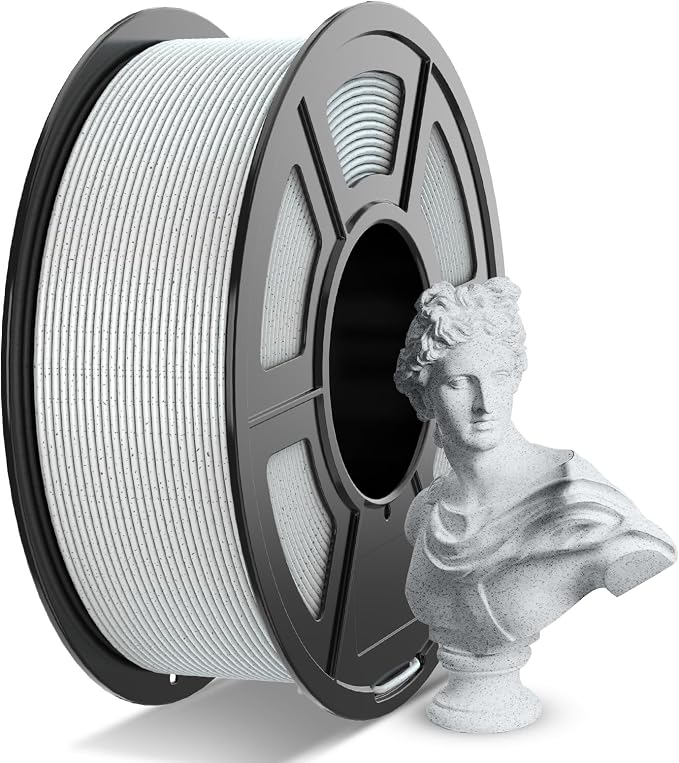 JAYO Marble PLA 3D Printer Filament Rock White 1.75mm, 1.1kg Spool | Realistic Stone Texture, Matte Finish, Smooth Printing, High Speed Printing, Neatly Wound, No Clogging, Fit Most FDM Printer