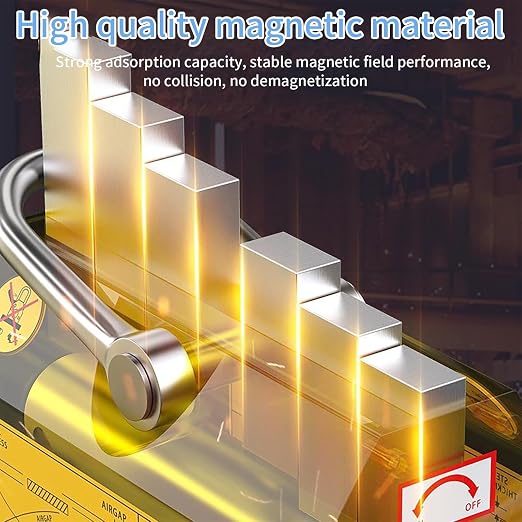 Permanent Magnetic Lifter, 440 lb/200kg Pulling Capacity, Strong Neodymium Magnets Lifting Magnet with Release Handle and Steel Hook for Lifting Plate Steel, Board, Used in Shop Crane, Hoist, Board