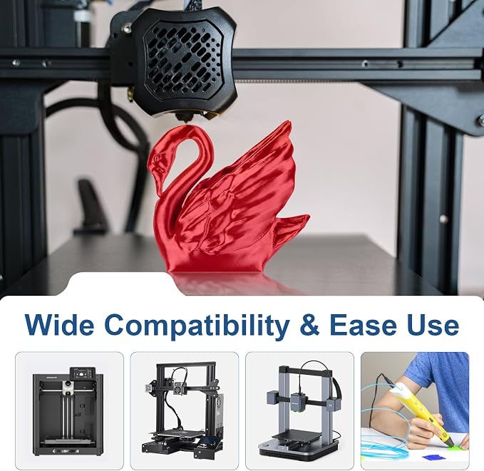 Dynta 3D Printer Filament Bundle, Silk PLA 6 Colors - High Gloss, Super Shiny & Smooth, Beginner-Friendly for Daily DIY, 250gX6 Spools (Gold/Silver/Red/Green/Blue/Purple)