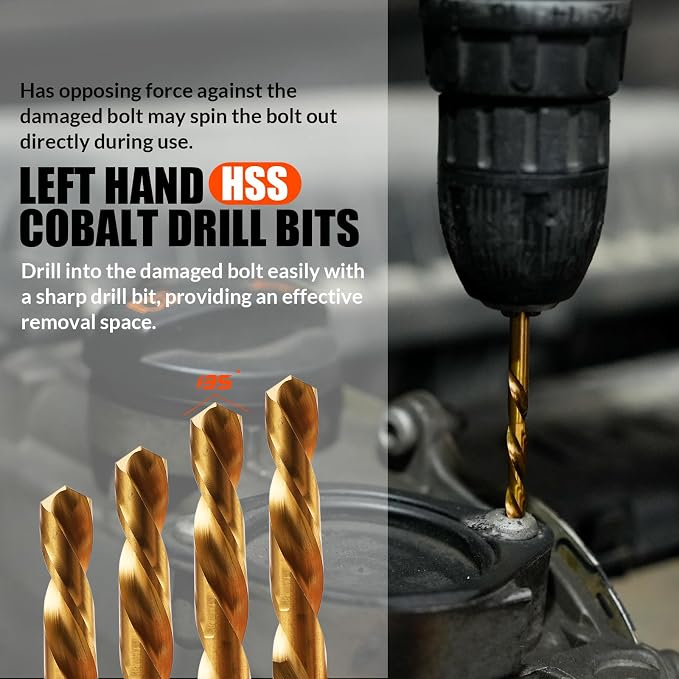 Coobeast 35 Pcs Screw Extractor and Left Hand Drill Bits Set, Easy Out Screw Extractor Kit with HSS Steel Reverse Drill Bit for Broken Nuts, Stripped Bolts Remove
