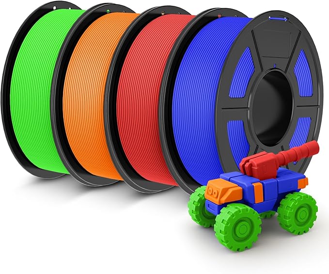 JAYO Rapid Matte PETG Filament 1.75mm 4.4KG Bundle, PETG Matte 3D Printer Filament 4.4kg, 1.1kg per Spool, Pack of 4, Red+Blue+Orange+Green
