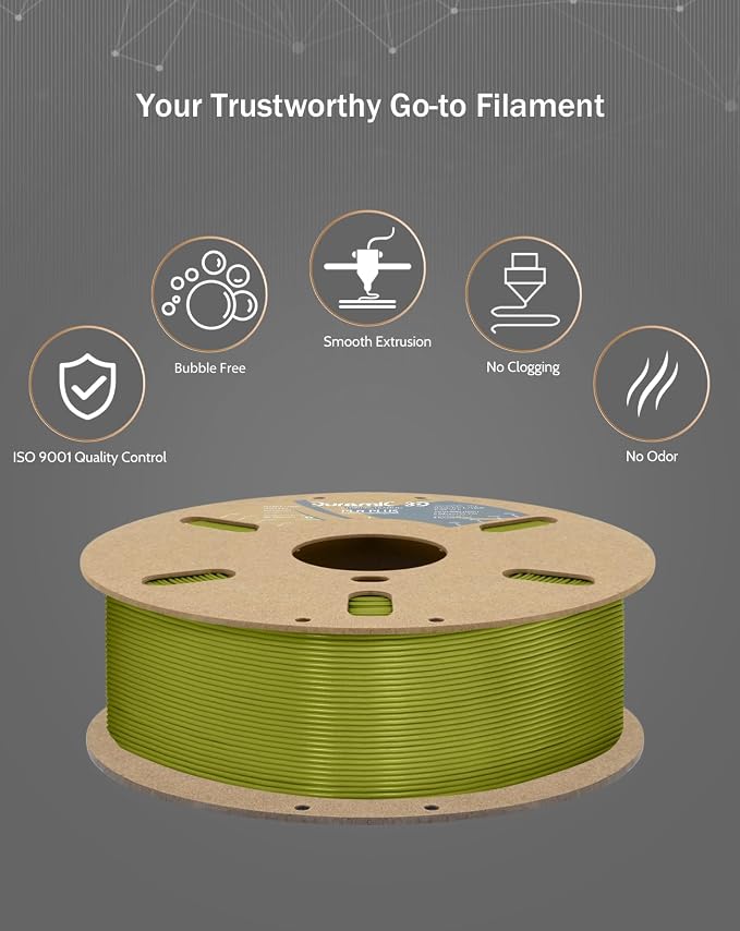 DURAMIC 3D PLA+ Printer Filament 1.75mm PLA Plus Neatly 2Kg Spool(2.2lbs) | PLA Pro Tougher and Stronger, Dimensional Accuracy Probability +/- 0.02mm Brownish green