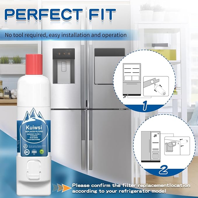 KAD2RXD1 Water Filter 2 Replacement for KitchenAid KRFF577KPS02, KRMF536RPS01, KRQC736RPS, KRMF706ESS01, KRFC704FPS, KRMF706EBS01, KRFF507HPS02, KRFC604FSS, KRMF606ESS, 2 Pack