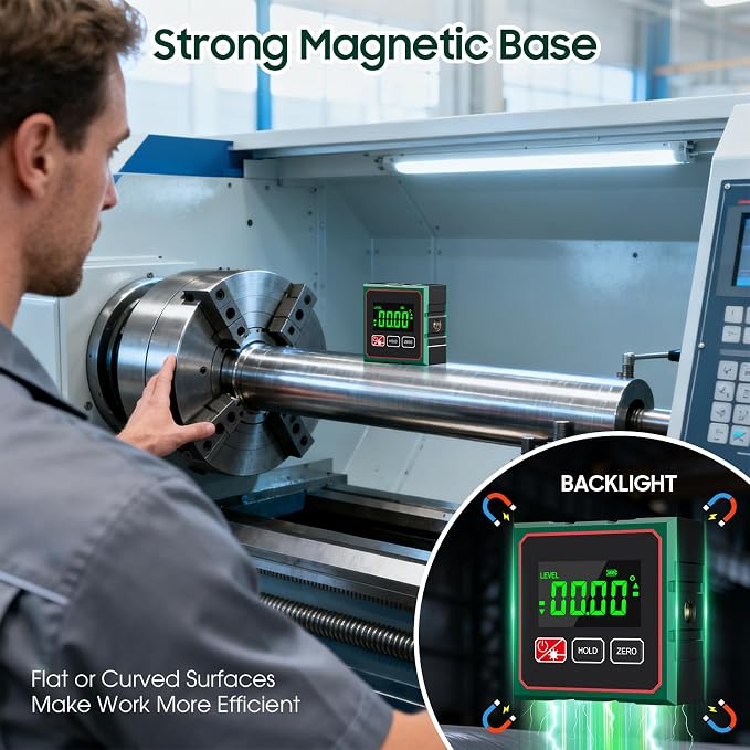 Digital Angle Finder Magnetic Digital Level with Laser Angle Gauge for Table Saw&Woodworking, LCD Display Level Box Measuring Tool, Electronic Laser Backlight Inclinometer for Construction, Machinery