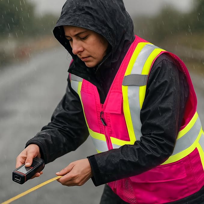 KAYGO Reflective High Vis Safety Vest with Pockets for Men and Women KG0100 | Breathable Polyester Lightweight, Two-Tone, ANSI Class 2, for Construction, Warehouse, Surveying, Cycling, Machine Washable