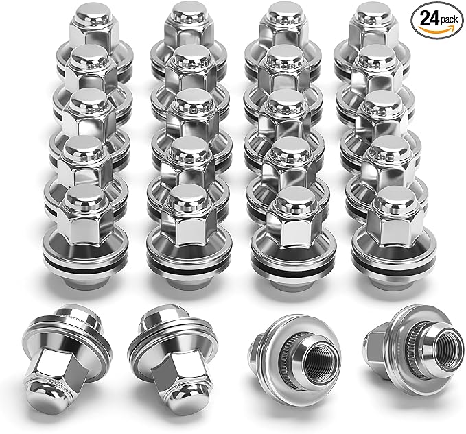 M14x1.5 OEM Lug Nuts for 2022-2026 Toyota Tundra Sequoia Stock Wheels | Fit Tacoma 4Runner Grand Highland Land Cruiser Mirai Lexus LX570, One Piece Mag Seat Lugnuts, 24pcs, Chrome