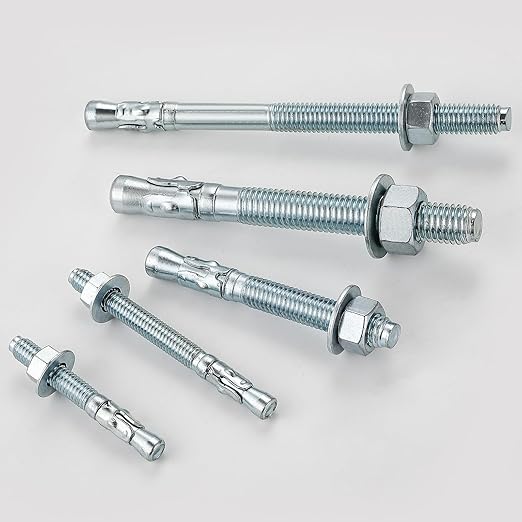 Wensilon 1/2x5-1/2" 10Pcs Inch Standard Fasteners for Heavy-Duty Zinc Wedge Anchors for Cement and Concrete
