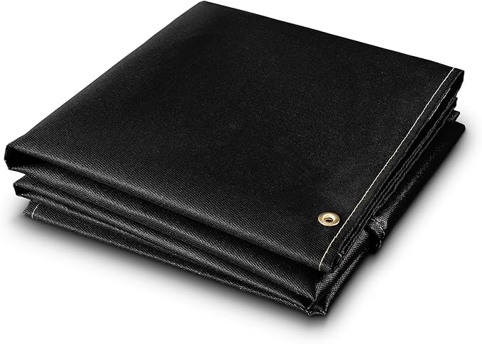 YESWELDER Heavy Duty Silicone Coating Fiberglass Welding Blanket, 6 x 8ft Fireproof Insulation Blanket, 1/3”(8mm) Thickened Weld Cover with Grommets, Thermal Resistant Welding Curtain Mat Grill