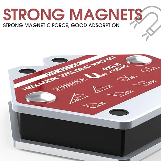 YESWELDR Hexagon Welding Magnets, 25LB 4PCS Multi-Angle Strong Magnetic Welding Holder, Holding Power Welding Accessories