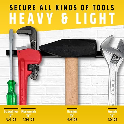 HMmagnets 24" Heavy-Duty Magnetic Tool Holder (Upgraded Version) - Extremely Powerful Magnetic Pull Force to Hold Heavy Tools - Professional Space-Saving Magnetic Bar - Tool Organizer Rack/Strip