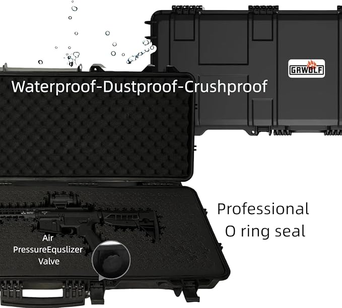 43” Hard Rifle Case Reusable XP Crosslinked Foam Insert Rifle Case Hunting Season Case Waterproof, Shockproof Case
