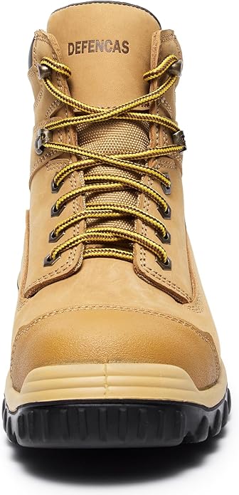 Men’s 6” & 8” Composite Toe Work Boots, Electrical Hazard Safety Boots for Men, Full-Grain Leather Construction Boots, Slip Resistant Rubber Outsole, Removable Memory Foam PU Insole