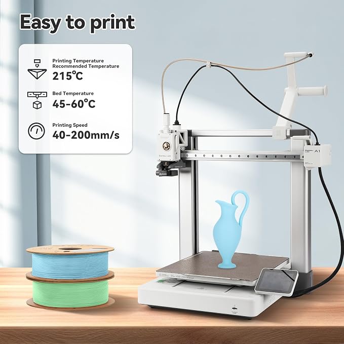 3DHoJor Matte PLA Filament 1.75mm, Upgrade Matte 3D Printer PLA Filament, 1KG*2 Bundle Cardboard Spool 3D Printing Filament for 3D Printers(Matte Green+Blue 2Pack)