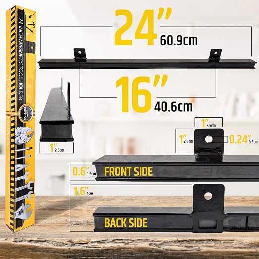 HMmagnets 24" Heavy-Duty Magnetic Tool Holder (Upgraded Version) - Extremely Powerful Magnetic Pull Force to Hold Heavy Tools - Professional Space-Saving Magnetic Bar - Tool Organizer Rack/Strip