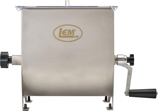 LEM Products MightyBite Manual Meat Mixer, 20 lb Stainless Steel Meat Mixer for Ground Beef, Sausage Making, Kitchen Meal Prep, Hand-Crank Food Mixing for Home Use