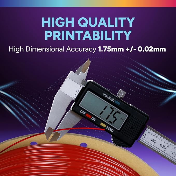 OVERTURE High Speed TPU 95A Flexible 3D Printer Filament 1.75mm | High Elasticity & Durability Filament,1kg Spool(2.2lbs),Fit Most FDM Printer(HS TPU Translucent Red)