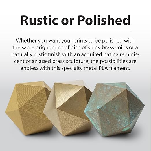 Protopasta Brass Filled PLA 3D Printer Filament | ProtoPlant Metal-Filled PLA Plastic Printer Filament with 60% Brass | Polish and Patina Friendly Metal Composite Filament | 500g Metallic Spool