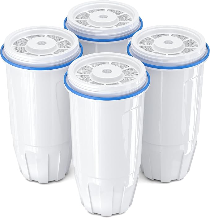 Upgraded Water Filter Replacement Fit for Zero Pitcher and Dispenser ZR-001 ZR-004 ZP-006 ZR-017, Five-Stage Filter System, Effectively Reducing Lead, Chromium, and Contaminants, 4 Packs, By BOGDA