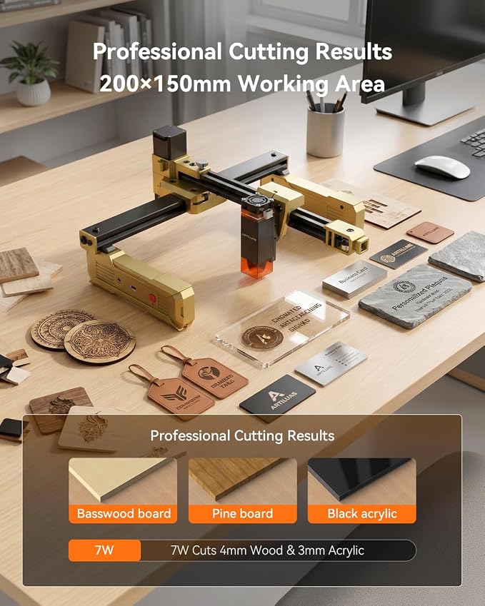 T1 3000mW Foldable Laser Engraver with APP Control Portable Laser Engraving Machine for Small Business, 200x150mm Working Area for Wood, Leather, Acrylic, Coated Metal – DIY & Crafting