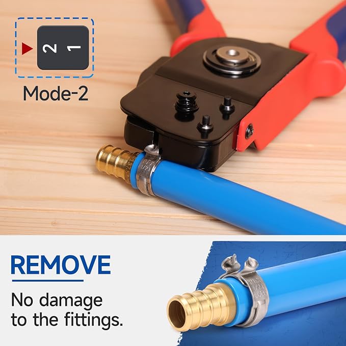 iCrimp One-Hand PEX Pipe Cinch Tool meets ASTM F2098 Standard clamps, PEX Crimping Tool with Removing Function for 3/8-1 inch Clamp Rings