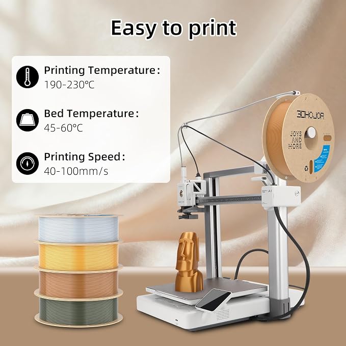 3DHoJor Silk PLA Filament 1.75mm, PLA Filament 1.75mm Silk Shiny 3D Printer Filament, 1kg Cardboard Spool (2.2lbs), Dimensional Accuracy +/- 0.03 mm, Fit Most FDM Printer（Red Copper）