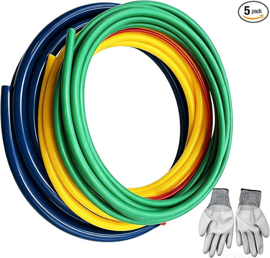 4pc 13ft(4m) Conditioning Copper Tubing Pipe Extension Tool Kit 1/4" 3/8" 1/2" 5/8" Copper Tube Bender Strip Kit - with Premium XL Protective Gloves for Air Conditioner Line Repair Tools