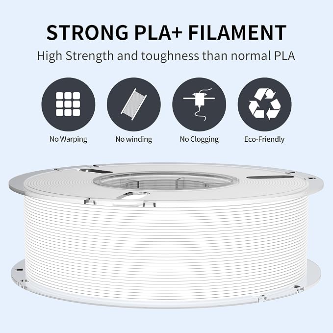 RAMBERY White PLA Plus 3D Printer Filament, 4KG PLA Filament Bundle | 1.75mm Toughness Upgraded, Neatly Wound, Fit Most FDM Printers
