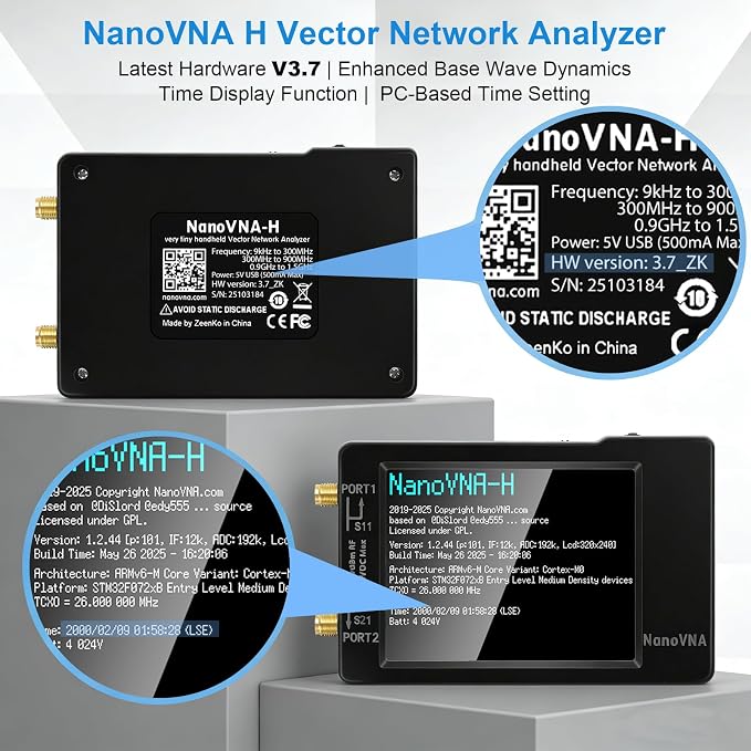 [Upgraded] AURSINC NanoVNA-H Vector Network Analyzer Latest HW Version 3.7, 9KHz -1.5GHz Antenna Analyzer with 32GB SD Card Support Data Storage, Measuring S Parameters, SWR, Phase, Delay, Smith Chart