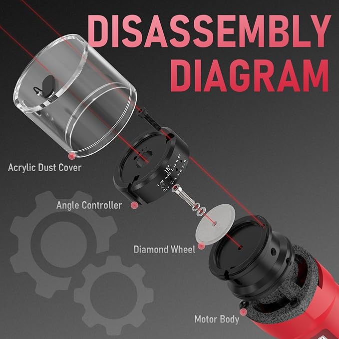 YESWELDER Tungsten Electrode Sharpener Grinder with Acrylic Dust Cover For TIG welding, Handheld Electric, 110V TIG Welding Rotary Tool With Flat Grinding Block & Cut-Off Slot, 4 Sizes 3 Angles